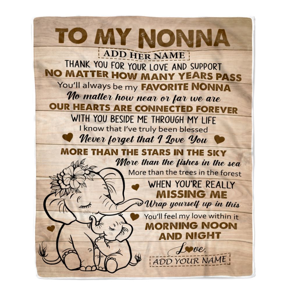 Personalized To My Nonna Gifts Blanket From Granddaughter Grandson Elephant My Favorite Nonna Birthday Gifts Mothers Day Christmas Custom Name Fleece Blanket | teecentury