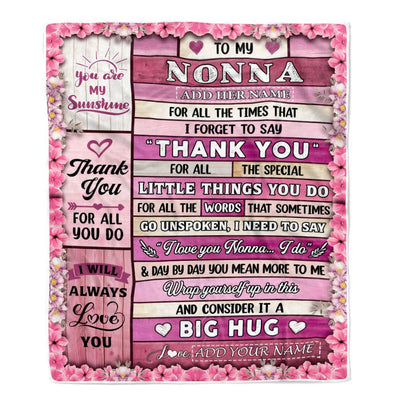 Personalized To My Nonna Gifts Blanket From Granddaughter Grandson Wood Thank You Best Nonna Birthday Gifts Mothers Day Christmas Custom Name Fleece Blanket | teecentury