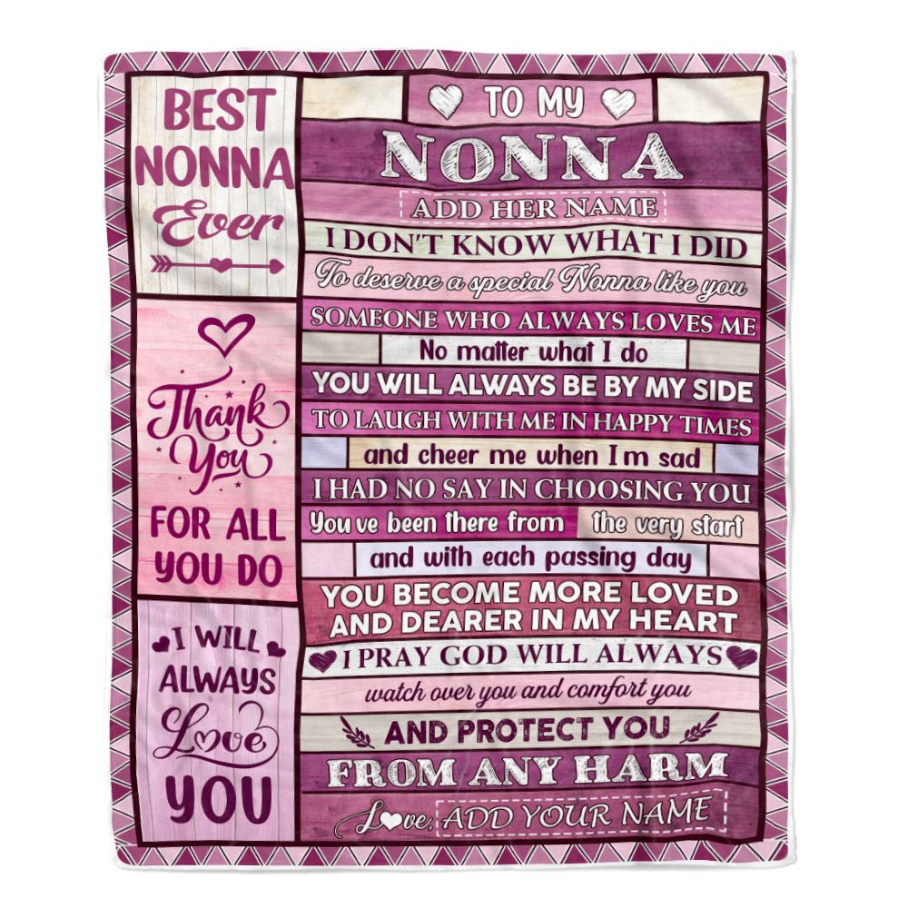Personalized To My Nonna Gifts Blanket From Granddaughter Grandson Wood Thank You For All Gifts For Nonna Mothers Day Birthday Christmas Fleece Throw Blanket | teecentury
