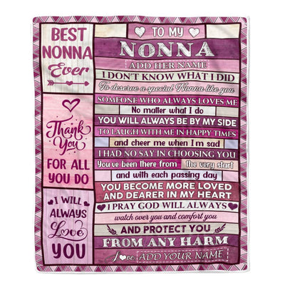 Personalized To My Nonna Gifts Blanket From Granddaughter Grandson Wood Thank You For All Gifts For Nonna Mothers Day Birthday Christmas Fleece Throw Blanket | teecentury