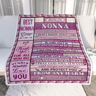 Personalized To My Nonna Gifts Blanket From Granddaughter Grandson Wood Thank You For All Gifts For Nonna Mothers Day Birthday Christmas Fleece Throw Blanket | teecentury