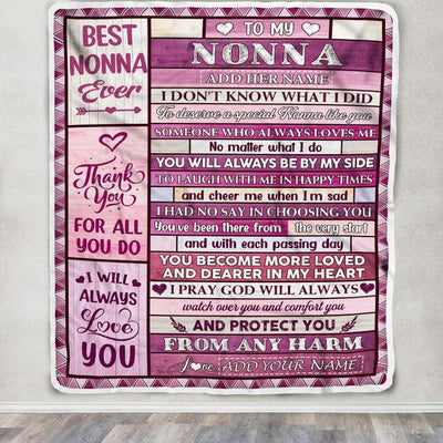 Personalized To My Nonna Gifts Blanket From Granddaughter Grandson Wood Thank You For All Gifts For Nonna Mothers Day Birthday Christmas Fleece Throw Blanket | teecentury