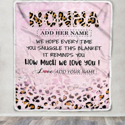 Personalized To My Nonna Gifts From Granddaughter Grandson Blanket Pink Leopard Happy Birthday Gifts For Nonna Mothers Day Christmas Customized Fleece Blanket | teecentury