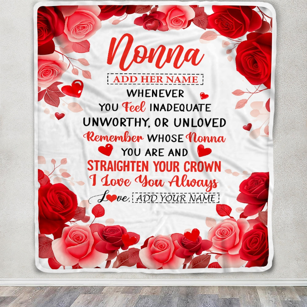 Personalized To My Nonna Gifts From Granddaughter Grandson Blanket Rose Flower Anniversary Birthday Gifts Nonna Mothers Day Christmas Custom Fleece Blanket | teecentury