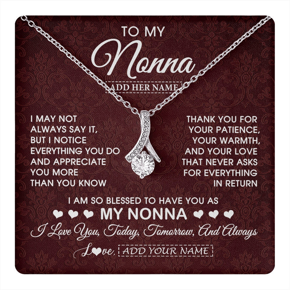 Alluring Beauty Necklace 14K White Gold Finish | 1 | Personalized To My Nonna Gifts From Granddaughter Necklace Meaningful Jewelry Pendant Gifts For Nonna Mothers Day Birthday Christmas Gift Box Message Card | https://teecentury.