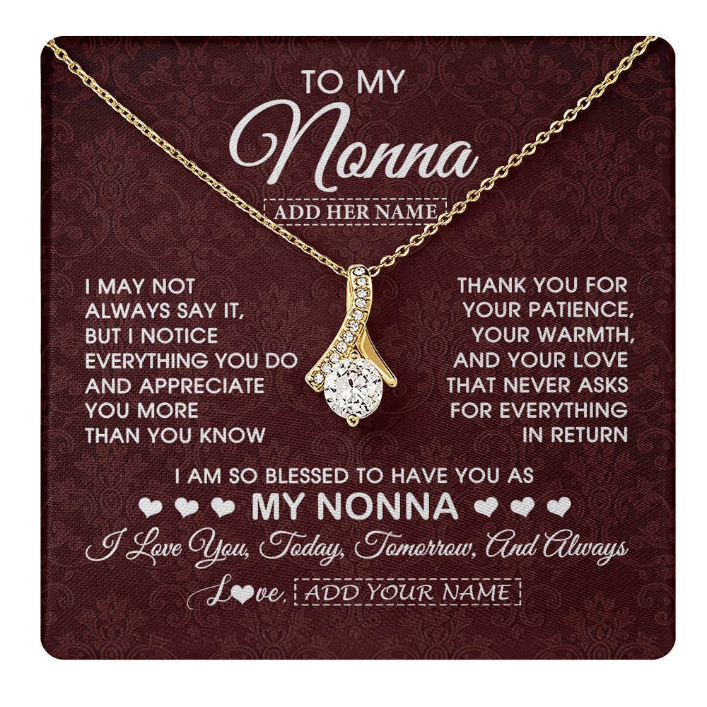 Alluring Beauty Necklace 18K Yellow Gold Finish | 1 | Personalized To My Nonna Gifts From Granddaughter Necklace Meaningful Jewelry Pendant Gifts For Nonna Mothers Day Birthday Christmas Gift Box Message Card | https://teecentury.