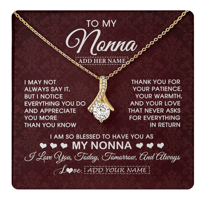 Alluring Beauty Necklace 18K Yellow Gold Finish | 1 | Personalized To My Nonna Gifts From Granddaughter Necklace Meaningful Jewelry Pendant Gifts For Nonna Mothers Day Birthday Christmas Gift Box Message Card | https://teecentury.
