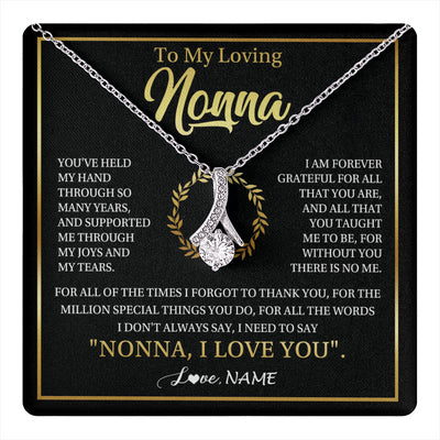 Alluring Beauty Necklace 14K White Gold Finish | 1 | Personalized To My Nonna Gifts Necklace From Granddaughter Grandson Grateful Thank You Nonna Birthday Mothers Day Christmas Customized Gift Box Message Card | teecentury
