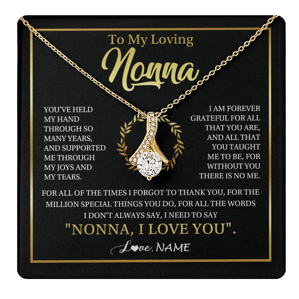 Alluring Beauty Necklace 18K Yellow Gold Finish | 1 | Personalized To My Nonna Gifts Necklace From Granddaughter Grandson Grateful Thank You Nonna Birthday Mothers Day Christmas Customized Gift Box Message Card | teecentury