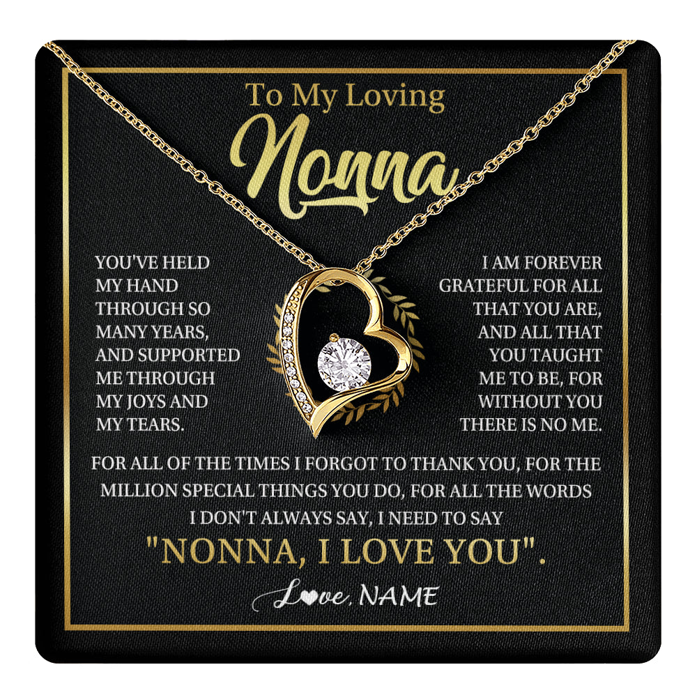 Forever Love Necklace 18K Yellow Gold Finish | 1 | Personalized To My Nonna Gifts Necklace From Granddaughter Grandson Grateful Thank You Nonna Birthday Mothers Day Christmas Customized Gift Box Message Card | teecentury