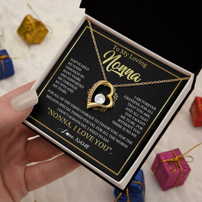 Forever Love Necklace 18K Yellow Gold Finish | 2 | Personalized To My Nonna Gifts Necklace From Granddaughter Grandson Grateful Thank You Nonna Birthday Mothers Day Christmas Customized Gift Box Message Card | teecentury