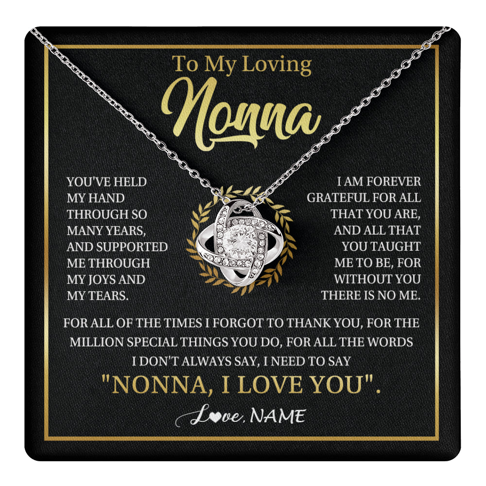 Love Knot Necklace 14K White Gold Finish | 1 | Personalized To My Nonna Gifts Necklace From Granddaughter Grandson Grateful Thank You Nonna Birthday Mothers Day Christmas Customized Gift Box Message Card | teecentury