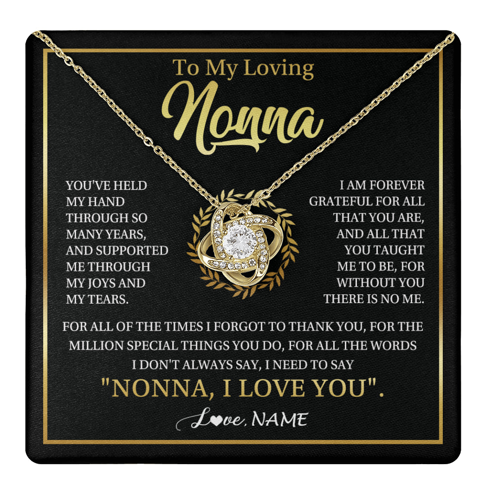 Love Knot Necklace 18K Yellow Gold Finish | 1 | Personalized To My Nonna Gifts Necklace From Granddaughter Grandson Grateful Thank You Nonna Birthday Mothers Day Christmas Customized Gift Box Message Card | teecentury