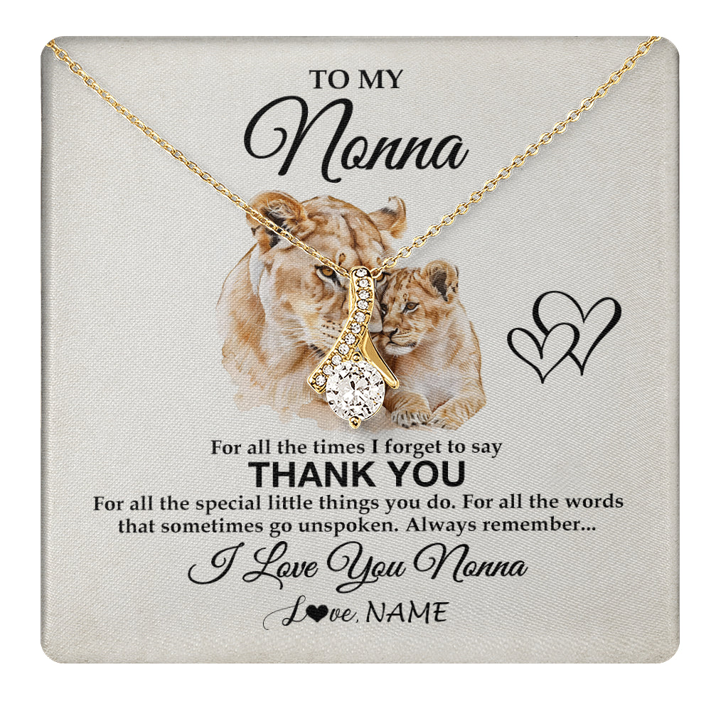 Alluring Beauty Necklace 18K Yellow Gold Finish | 1 | Personalized To My Nonna Necklace From Granddaughter Grandson Thank You Lion Nonna Gift For Mothers Day Birthday Gift Christmas For Nonna Gift Box Message Card | teecentury