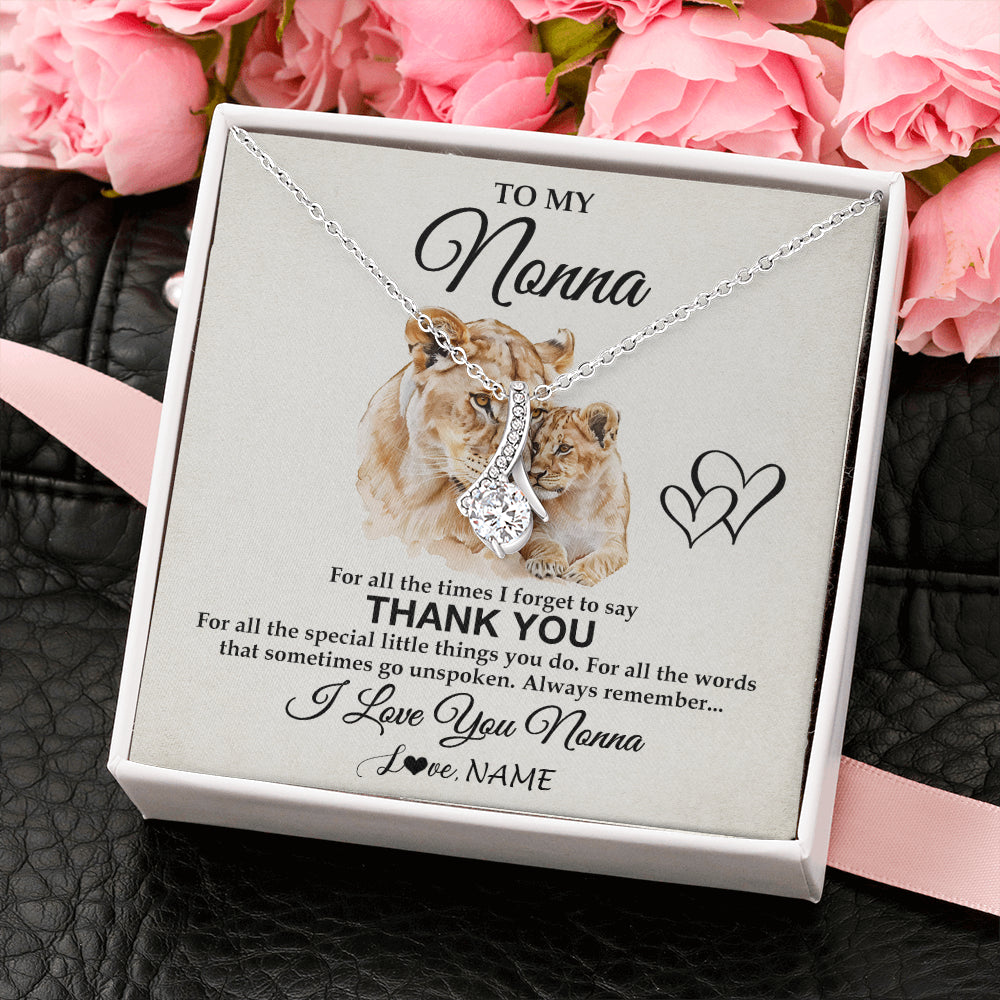 Alluring Beauty Necklace 14K White Gold Finish | 2 | Personalized To My Nonna Necklace From Granddaughter Grandson Thank You Lion Nonna Gift For Mothers Day Birthday Gift Christmas For Nonna Gift Box Message Card | teecentury