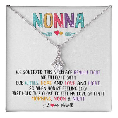 Alluring Beauty Necklace 14K White Gold Finish | 1 | Personalized To My Nonna Necklace From Grandkids Granddaughter We Squeezed This Necklace Nonna Birthday Mothers Day Jewelry Customized Gift Box Message Card | teecentury