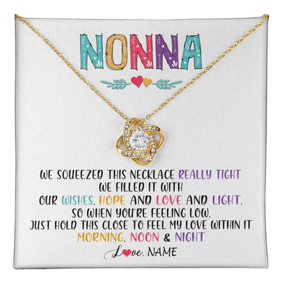 Love Knot Necklace 18K Yellow Gold Finish | 1 | Personalized To My Nonna Necklace From Grandkids Granddaughter We Squeezed This Necklace Nonna Birthday Mothers Day Jewelry Customized Gift Box Message Card | teecentury
