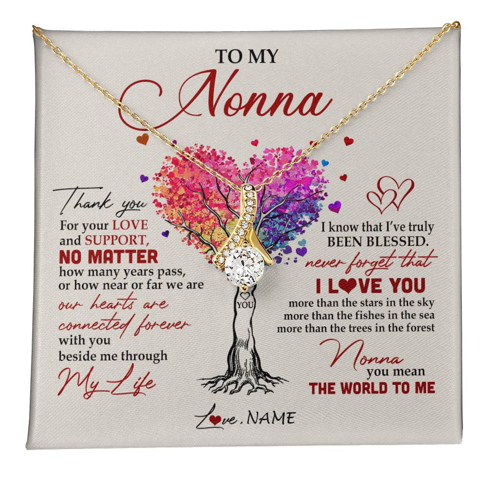 Alluring Beauty Necklace 18K Yellow Gold Finish | 1 | Personalized To My Nonna Necklace From Grandkids Never Forget That I Love You You Mean The World Nonna Birthday Mothers Day Jewelry Customized Gift Box Message Card | teecentury