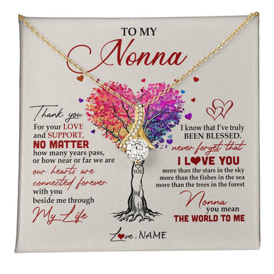 Alluring Beauty Necklace 18K Yellow Gold Finish | 1 | Personalized To My Nonna Necklace From Grandkids Never Forget That I Love You You Mean The World Nonna Birthday Mothers Day Jewelry Customized Gift Box Message Card | teecentury