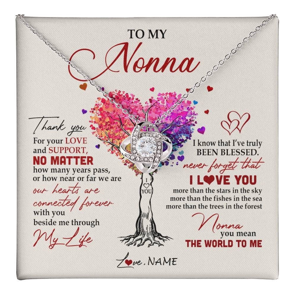 Love Knot Necklace 14K White Gold Finish | 1 | Personalized To My Nonna Necklace From Grandkids Never Forget That I Love You You Mean The World Nonna Birthday Mothers Day Jewelry Customized Gift Box Message Card | teecentury
