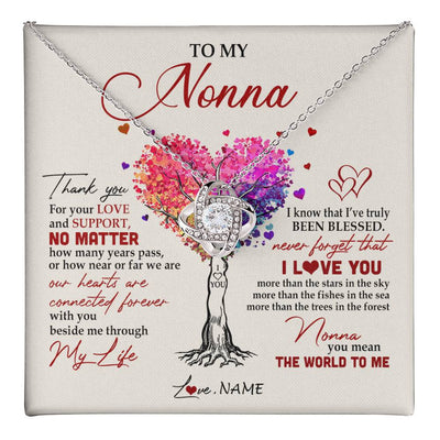 Love Knot Necklace 14K White Gold Finish | 1 | Personalized To My Nonna Necklace From Grandkids Never Forget That I Love You You Mean The World Nonna Birthday Mothers Day Jewelry Customized Gift Box Message Card | teecentury