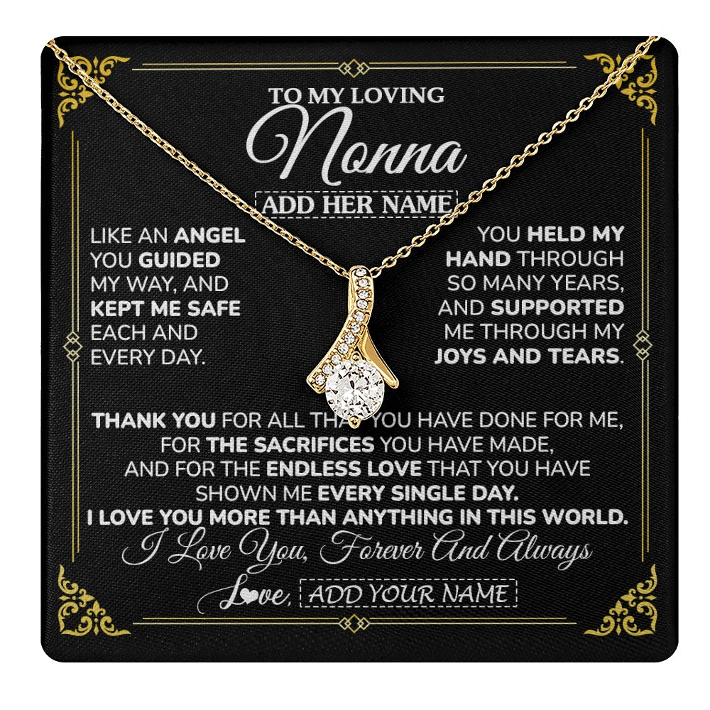 Alluring Beauty Necklace 18K Yellow Gold Finish | 1 | Personalized To My Nonna Necklace Gifts Meaningful Gift To Nonna From Granddaughter Without You There Is No Me Mothers Day Birthday Gift Box Message Card | https://teecentury.
