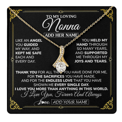 Alluring Beauty Necklace 18K Yellow Gold Finish | 1 | Personalized To My Nonna Necklace Gifts Meaningful Gift To Nonna From Granddaughter Without You There Is No Me Mothers Day Birthday Gift Box Message Card | https://teecentury.