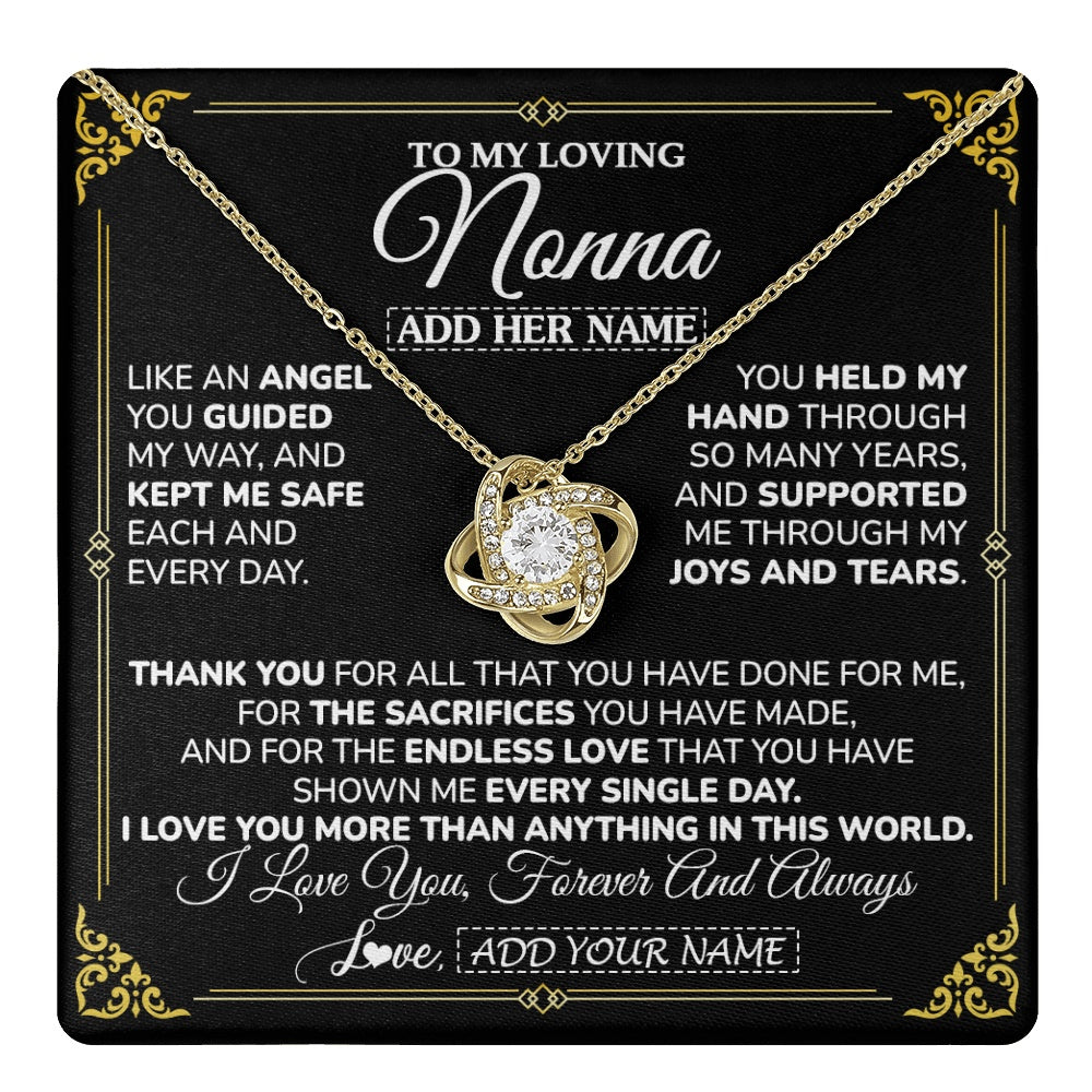 Love Knot Necklace 18K Yellow Gold Finish | 1 | Personalized To My Nonna Necklace Gifts Meaningful Gift To Nonna From Granddaughter Without You There Is No Me Mothers Day Birthday Gift Box Message Card | https://teecentury.