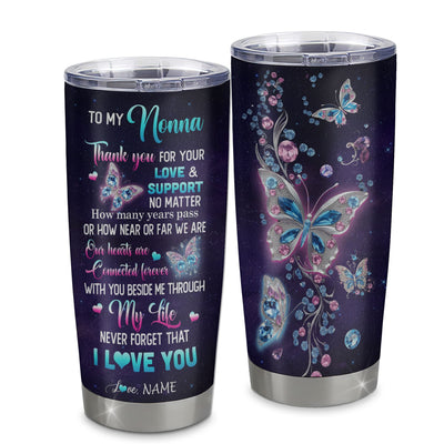 Personalized To My Nonna Tumbler From Grandkids Granddaughter Butterfly Thank You For Your Love Nonna Gift Birthday Mothers Day Christmas Custom Travel Mug | teecentury