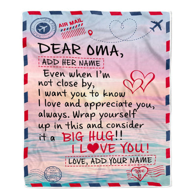 Personalized To My Oma Blanket From Granddaughter Grandson Letter Mail To Oma Gifts Happy Birthday Gifts Mothers Day Christmas Custom Name Fleece Blanket | teecentury