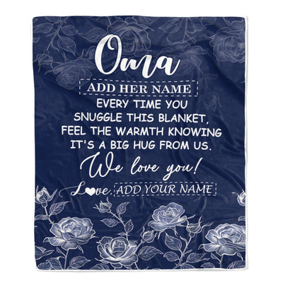 Personalized To My Oma Gifts Blanket From Granddaughter Grandson Blue Flower Love You Birthday Gifts For Oma Mothers Day Christmas Oma Fleece Throw Blanket | teecentury