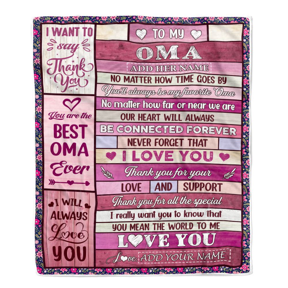 Personalized To My Oma Gifts Blanket From Granddaughter Grandson Wood My Favorite Oma Birthday Gifts Mothers Day Christmas Customized Fleece Blanket | teecentury
