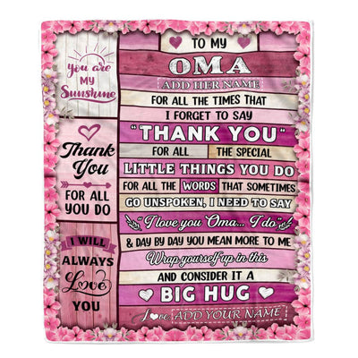 Personalized To My Oma Gifts Blanket From Granddaughter Grandson Wood Thank You Best Oma Birthday Gifts Mothers Day Christmas Custom Name Fleece Blanket | teecentury
