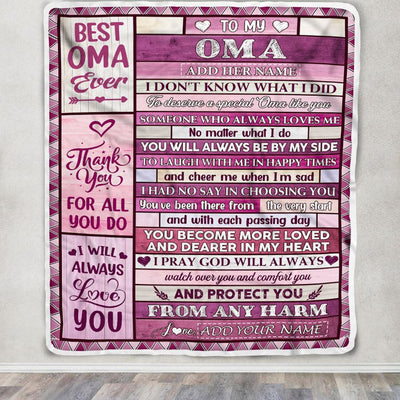 Personalized To My Oma Gifts Blanket From Granddaughter Grandson Wood Thank You For All Gifts For Oma Mothers Day Birthday Christmas Fleece Throw Blanket | teecentury