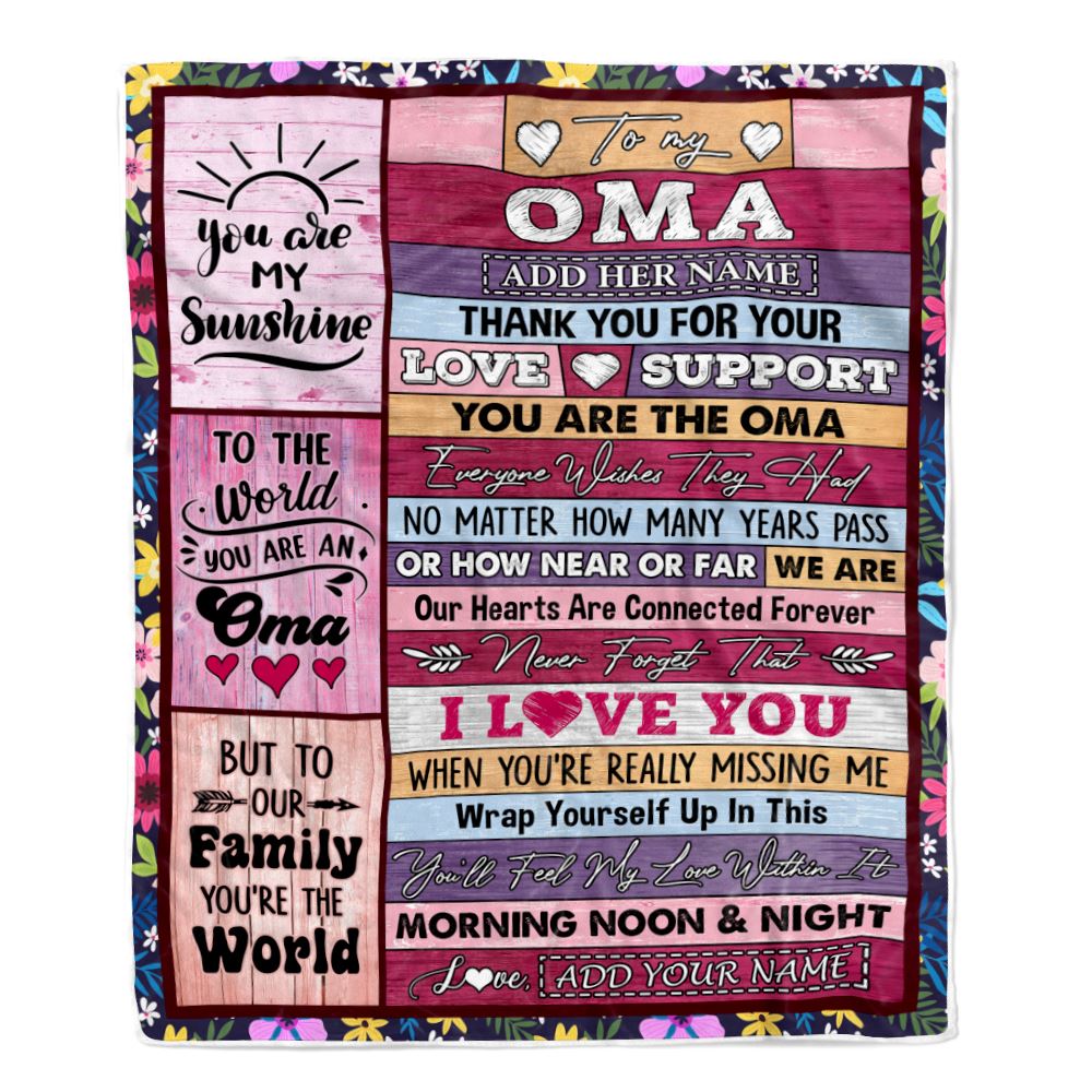 Personalized To My Oma Gifts Blanket From Granddaughter Grandson Wood You Are The Oma Birthday Gifts Mothers Day Christmas Customized Fleece Blanket | teecentury