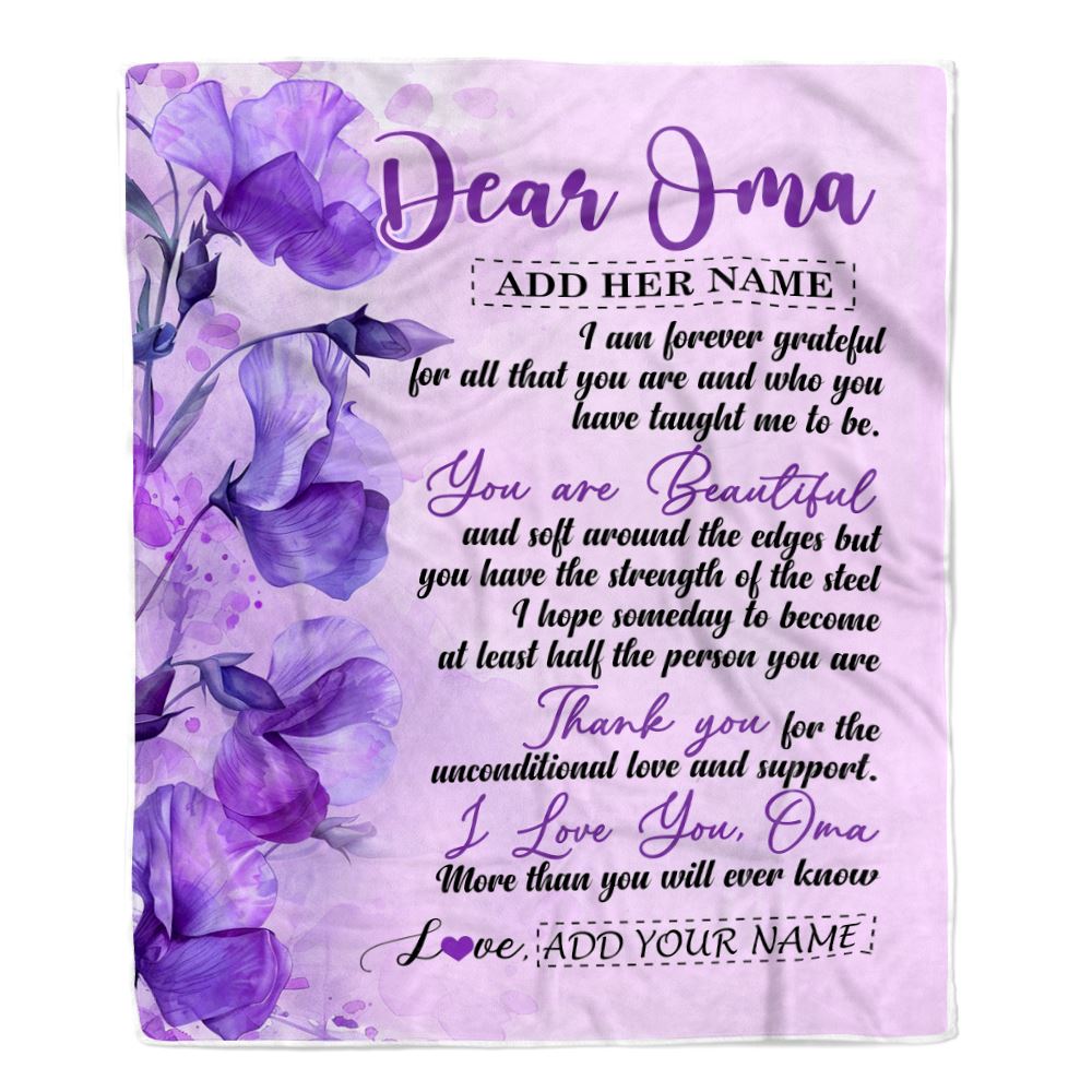 Personalized To My Oma Gifts From Granddaughter Grandson Blanket Flower You Are Beautiful Gifts For Oma Mothers Day Birthday Christmas Fleece Blanket | teecentury