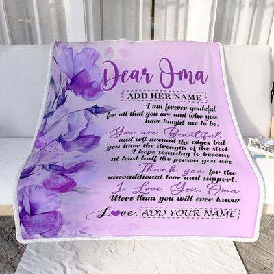 Personalized To My Oma Gifts From Granddaughter Grandson Blanket Flower You Are Beautiful Gifts For Oma Mothers Day Birthday Christmas Fleece Blanket | teecentury