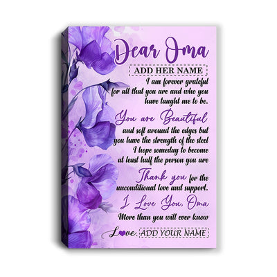 Personalized To My Oma Gifts From Granddaughter Grandson Canvas Flower You Are Beautiful Gifts For Oma Mothers Day Birthday Christmas Custom Art Print Framed Canvas | teecentury