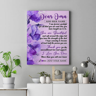 Personalized To My Oma Gifts From Granddaughter Grandson Canvas Flower You Are Beautiful Gifts For Oma Mothers Day Birthday Christmas Custom Art Print Framed Canvas | teecentury