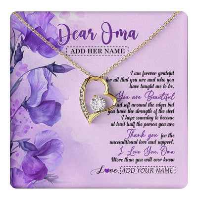 Forever Love Necklace 18K Yellow Gold Finish | 1 | Personalized To My Oma Gifts From Granddaughter Grandson Necklace Flower You Are Beautiful Gifts For Oma Mothers Day Birthday Christmas Gift Box Message Card | teecentury.myshopify