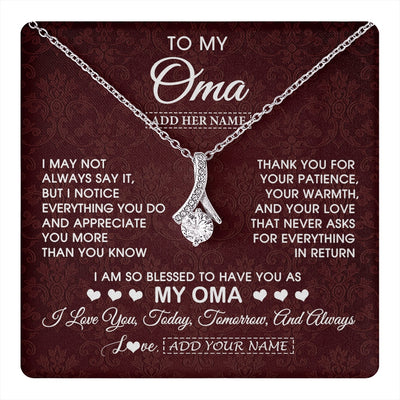 Alluring Beauty Necklace 14K White Gold Finish | 1 | Personalized To My Oma Gifts From Granddaughter Grandson Necklace Meaningful Jewelry Pendant Gifts For Oma Mothers Day Birthday Christmas Gift Box Message Card | https://teecentury.