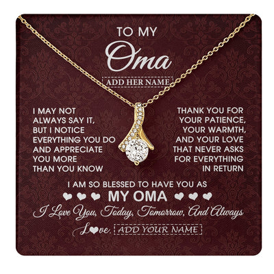 Alluring Beauty Necklace 18K Yellow Gold Finish | 1 | Personalized To My Oma Gifts From Granddaughter Grandson Necklace Meaningful Jewelry Pendant Gifts For Oma Mothers Day Birthday Christmas Gift Box Message Card | https://teecentury.