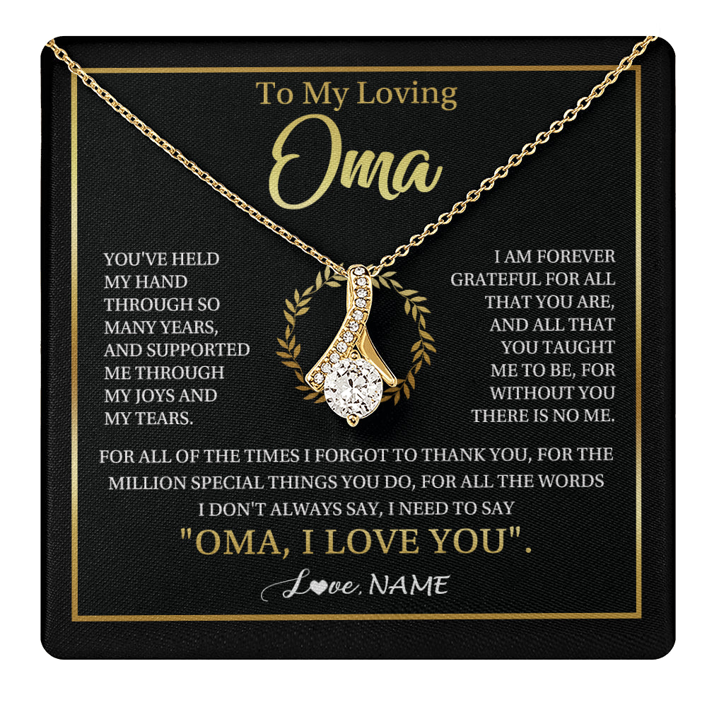Alluring Beauty Necklace 18K Yellow Gold Finish | 1 | Personalized To My Oma Gifts Necklace From Granddaughter Grandson Grateful Thank You Oma Birthday Mothers Day Christmas Customized Gift Box Message Card | teecentury