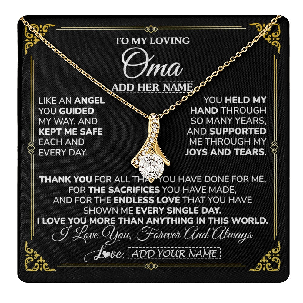 Alluring Beauty Necklace 18K Yellow Gold Finish | 1 | Personalized To My Oma Necklace Gifts Meaningful Gift To Oma From Granddaughter Without You There Is No Me Mothers Day Birthday Gift Box Message Card | https://teecentury.