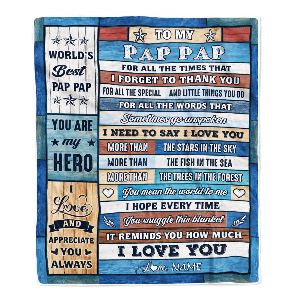 Personalized To My Pap Pap Blanket From Grandchildren Grandkids Wood Best Gifts For Great Pap Pap Birthday Fathers Day Christmas Customized Fleece Blanket | teecentury