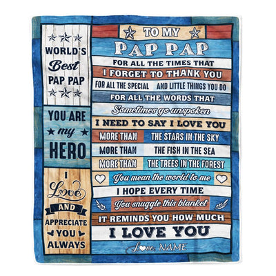 Personalized To My Pap Pap Blanket From Grandchildren Grandkids Wood Best Gifts For Great Pap Pap Birthday Fathers Day Christmas Customized Fleece Blanket | teecentury