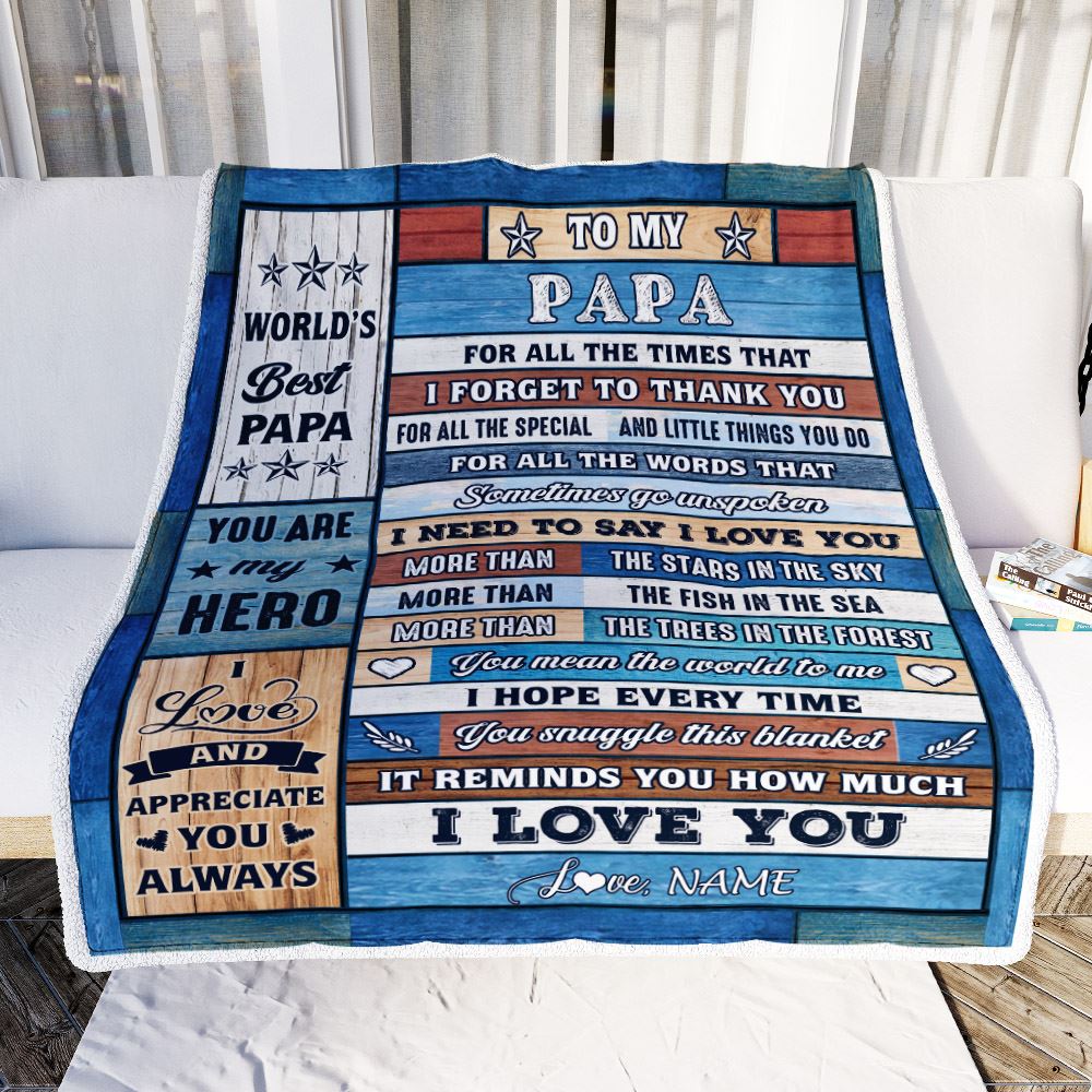 Papa blanket with grandkids names deals