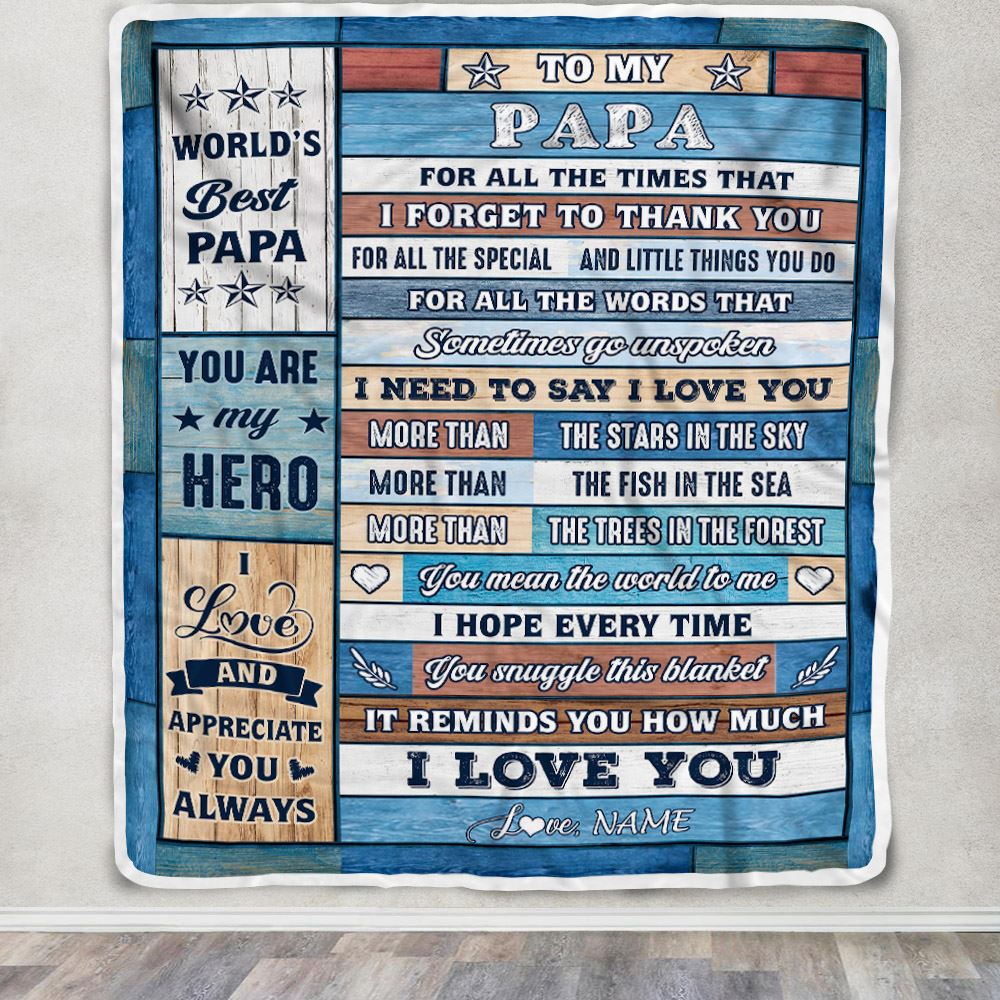 Papa blanket with grandkids names outlet