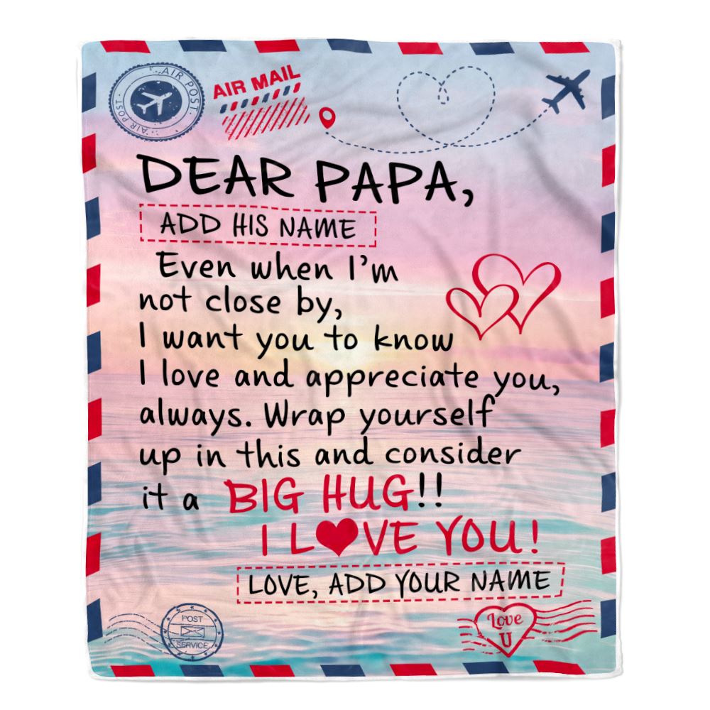 Personalized To My Papa Blanket From Granddaughter Grandson Letter Mail To My Happy Birthday Gifts Mothers Day Christmas Custom Name Fleece Throw Blanket | teecentury