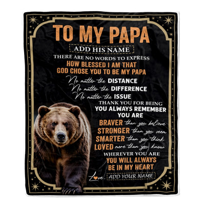 Personalized To My Papa Gifts For Birthday From Grandson Granddaughter Inspirational Bear Gifts For Papa Blanket Birthday Idea Fathers Day Fleece Blanket | teecentury